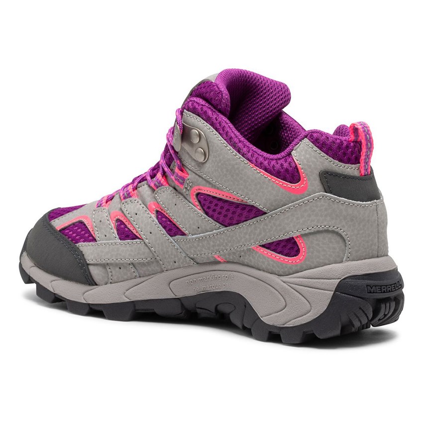 Bottes Merrell Moab 2 Mid Waterproof Grise/Violette Enfant | E.U.YDGU